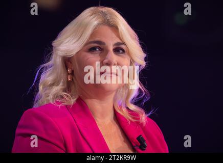 Singer Sandra Kim aka Sandra Caldarone pictured during the recording of the 'Grand Prime des 70 ans de la television' to celebrate the 70 years of television of RTBF, French-speaking public television, Friday 06 October 2023, in Liege. BELGA PHOTO BENOIT DOPPAGNE Stock Photo