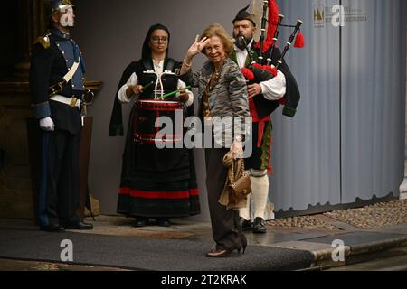 Oviedo, Spain. 20th Oct, 2023. Queen Sofia de Borbon arriving to Oviedo, on Friday 23 October 2023. Credit: CORDON PRESS/Alamy Live News Stock Photo