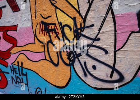 MELBOURNE, AUSTRALIA - MARCH 26, 2023 - Architectural details in Melbourne's Hosier Lane on a cloudy overcast day in Melbourne, Victoria, Australia Stock Photo