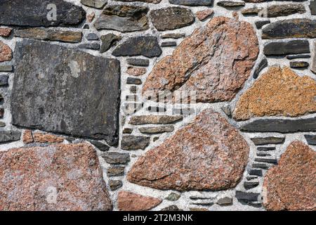 Ross of Mull Granite and Basalt Wall Stones, Format Filling, Background Stock Photo