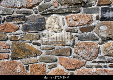 Ross of Mull Granite and Basalt Wall Stones, Format Filling, Background Stock Photo