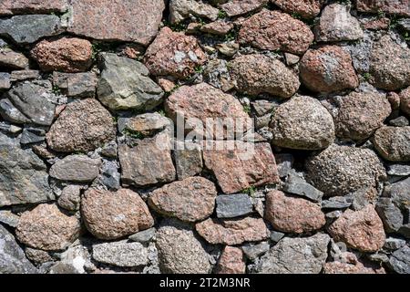 Ross of Mull Granite and Basalt Wall Stones, Format Filling, Background Stock Photo