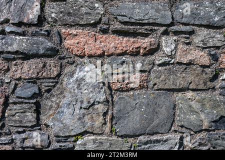 Ross of Mull Granite and Basalt Wall Stones, Format Filling, Background Stock Photo