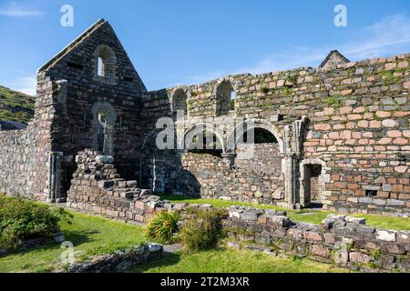 Former nunnery, monastic ruins, Iona Nunnery, on the Hebridean island of Iona, Isle of Mull, Scotland, Great Britain Stock Photo