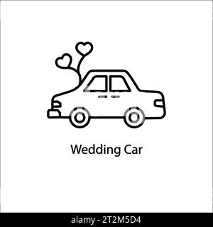 Wedding car with heart vector icon isolated on background. Wedding car with heart icon for infographic, website or app. Stock Vector