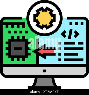 microcontroller programming electronics color icon vector illustration Stock Vector