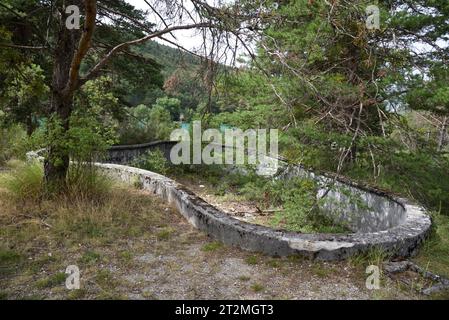 Abandoned, Empty and Overgrown Swimming Pool Provence France Stock Photo