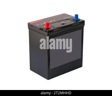black car battery closeup on a white background Stock Photo
