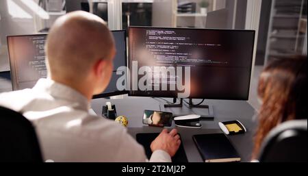 Agile Pair Programming And Extreme Coding. Business Software Stock Photo