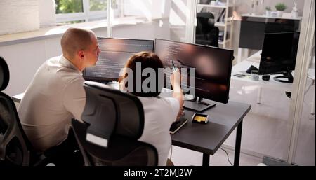 Agile Pair Programming And Extreme Coding. Business Software Stock Photo