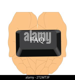 Hands holding FAQ button key from a keyboard Stock Vector