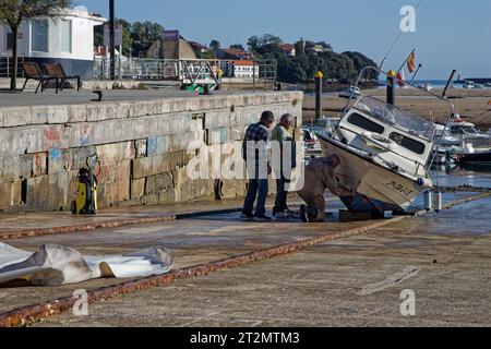 SAN VICENTE, SPAIN, September 29, 2023 : The port of San Vicente de la Barquera is convenient for its location, and the city is a good stopover to the Stock Photo