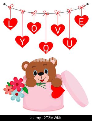 Valentines day greeting card with teddy bear with scrapbook heart. 14 ...