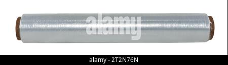 Roll of packaging polyethylene film on a white background. Packaging material Stock Photo