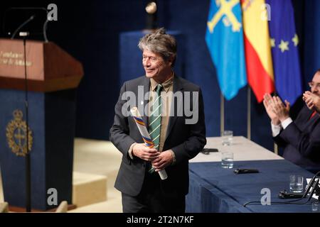 Oviedo. Spain. 20th October, 2023. , Queen Letizia of Spain, Crown Princess  Leonor attends Audience with Princess of Asturias awards winners during  Princess of Asturias Awards 2023 at Reconquista Hotel on October