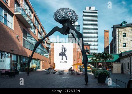 I.T. sculpture by Michael Christian and patio in the Distillery District in Toronto, Ontario, Canada. Stock Photo