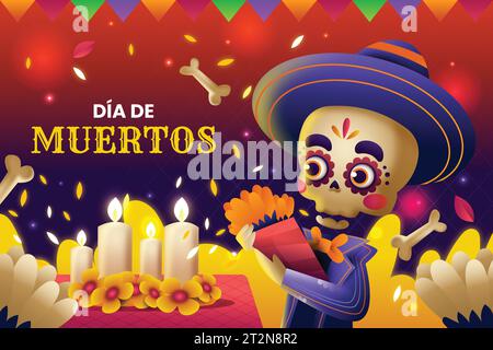 gradient background dia de muertos celebration design vector illustration Stock Vector