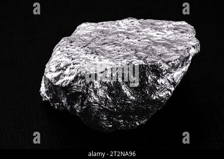 Chalcocite, chalcocite or chalcocite is a mineral composed of copper sulfide, isolated black background Stock Photo
