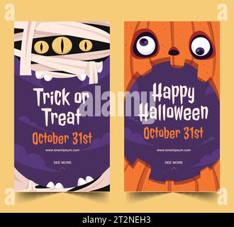 flat banners collection halloween season Stock Vector