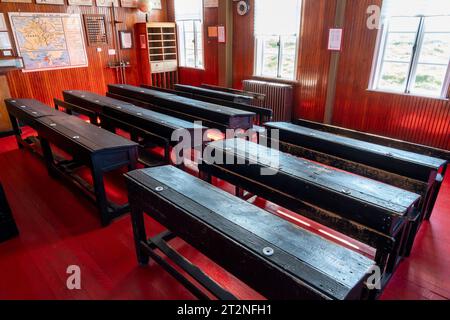 Ile Aux Marins schoolroom. A small island part of the Saint Piere Miqueleon French Archipelago south of Newfoundland, Canada. Stock Photo