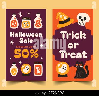 flat banners collection halloween season Stock Vector