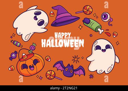 hand drawn halloween background design vector illustration Stock Vector