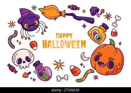 hand drawn halloween background design vector illustration Stock Vector