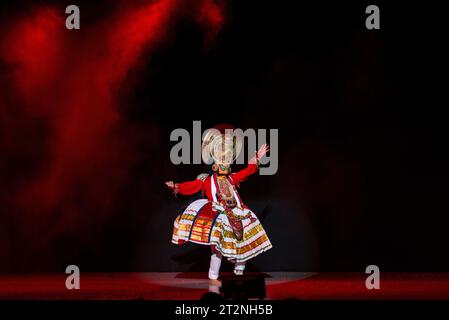 New Delhi, India. 19th Oct, 2023. Artists are seen performing 'Shri Ram, ' based on the epic Ramayana at Shriram Bharatiya Kala Kendra. The 67th edition of the annual dance drama 'Shri Ram, ' which is created and designed in a distinctive dance-drama format. It has become one of the most popular Dussehra events in the capital. Credit: SOPA Images Limited/Alamy Live News Stock Photo