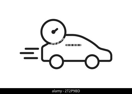 Car speed icon. car with speedometer. icon related to speed. suitable for web site, app, user interfaces, printable etc. Line icon style. Simple vecto Stock Vector