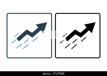 speed up icon. up arrow. icon related to speed. suitable for web site, app, user interfaces, printable etc. Solid icon style. Simple vector design edi Stock Vector