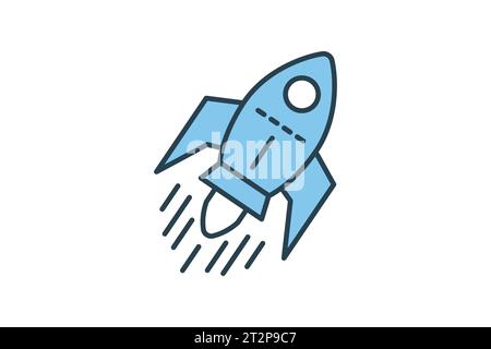 Rocket ship icon. icon related to speed. suitable for web site, app, user interfaces, printable etc. Flat line icon style. Simple vector design editab Stock Vector