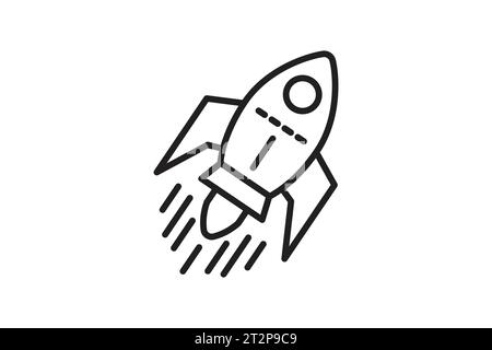 Rocket ship icon. icon related to speed. suitable for web site, app, user interfaces, printable etc. Line icon style. Simple vector design editable Stock Vector
