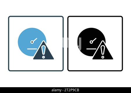 speed limit icon. speedometer with exclamation mark. icon related to speed. suitable for web site, app, user interfaces, printable etc. Solid icon sty Stock Vector