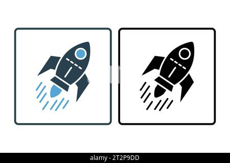 Rocket ship icon. icon related to speed. suitable for web site, app, user interfaces, printable etc. Solid icon style. Simple vector design editable Stock Vector