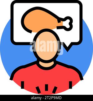 excessive hunger disease symptom color icon vector illustration Stock ...