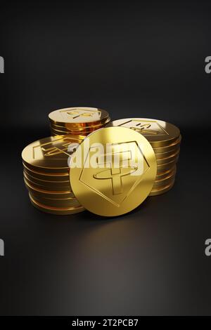 Tether USDT stablecoin cryptocurrency digital dollar symbol digital ...