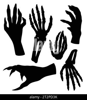 monster and skull hand halloween gesture silhouette Stock Vector