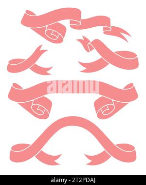 ribbon paper scroll label template silhouette illustration Stock Vector