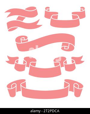ribbon paper scroll label template silhouette illustration Stock Vector