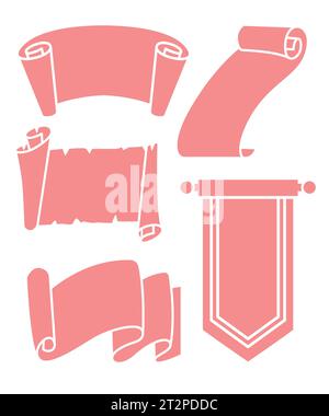ribbon paper scroll label template silhouette illustration Stock Vector