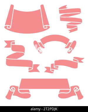 ribbon paper scroll label template silhouette illustration Stock Vector