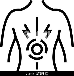 persistent back pain disease symptom color icon vector illustration ...