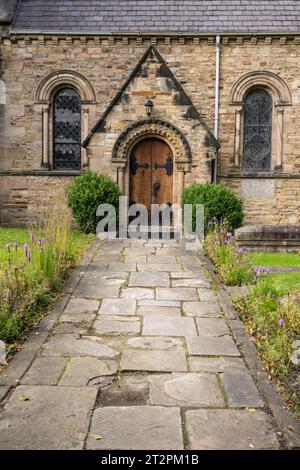 entrance to St. Mary the Less church along The Bailey, Durham, UK Stock Photo