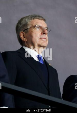 Santiago, Chile, USA. 20th Oct, 2023. Santiago (CHL), 10/20/2023 - CEREMONY/OPENING/GAMES/PAN AMERICAN/CHILE -The President of the International Olympic Committee (IOC), Thomas Bach, participates in the Opening Ceremony of the 2023 Pan American Games which will take place in Santiago from October 20th to November 5th with aerial display of fighter jets, musical performances, parades from participating countries and important authorities. (Credit Image: © Leco Viana/TheNEWS2 via ZUMA Press Wire) EDITORIAL USAGE ONLY! Not for Commercial USAGE! Credit: ZUMA Press, Inc./Alamy Live News Stock Photo