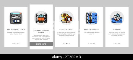 marine engineer boat mechanic onboarding icons set vector Stock Vector