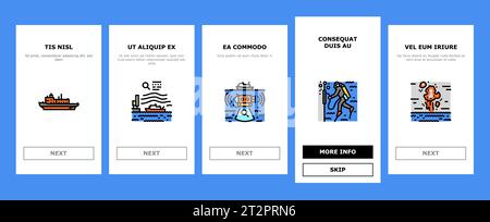 marine engineer boat mechanic onboarding icons set vector Stock Vector