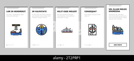 marine engineer boat mechanic onboarding icons set vector Stock Vector