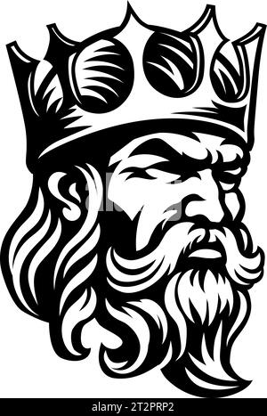 King Medieval Crown Head Man Mascot Face Icon Stock Vector