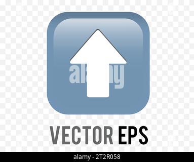 The isolated vector gradient blue arrow pointing up round corner square icon button Stock Vector
