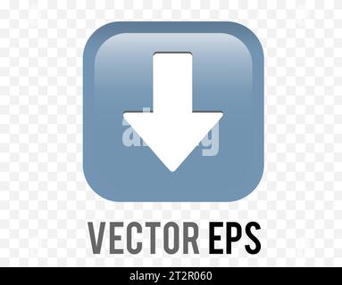 The isolated vector gradient blue arrow pointing down round corner square icon button Stock Vector